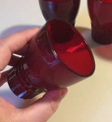 4 Vintage Anchor Hocking Windsor Royal Ruby Glass 5 Oz Tumbler 3 3/8”