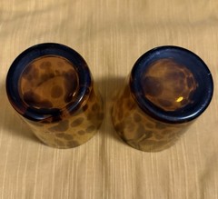 Vintage Amber Tortoiseshell Old Fashioned Glasses Set of 2 Mid Century Modern
