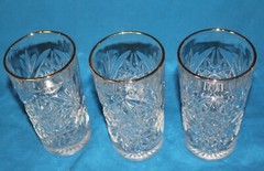 Libbey Hobstar Iced Tea/water Glasses With Gold Rims 6 1/4” Set Of 3