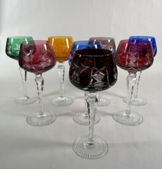 8 Bohemian Cut To Clear Wine Glasses 8oz.