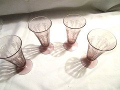Rare Fostoria Vernon Lavender / Orchid 5 1/4 inch Iced Tea Goblet Set of 4