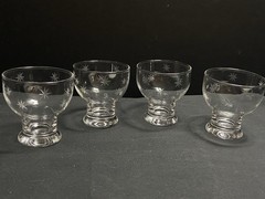 4 Vintage 1950s MCM Atomic Starburst Etched Cordial Glasses