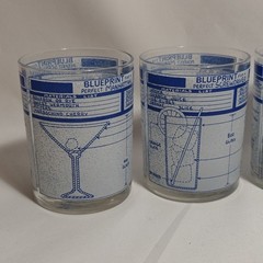 4 Cera Blueprint For A Perfect Cocktail Rocks Glass 10oz. Barware 4 1/8” Vintage