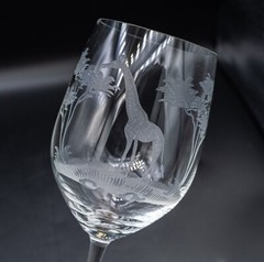 Queen Lace Crystal «Kenyan African» Giraffe White Wine Glass – 8 3/8″ #E