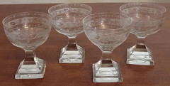 KOSTA BODA Swedish Crystal PRINCESS LOUISE Glass Stems CHAMPAGNE Sherbet Lot 4