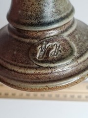 Handmade Art Pottery Stoneware Goblet Chalice Wine Glass with Mark blue brown