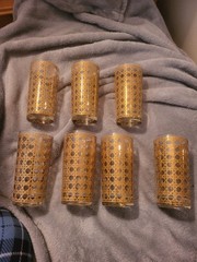 Vintage Culver Canella 22K Gold Highball Glasses Set of 7 Barware 1960s