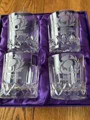 Edinburgh Crystal Boxed Set of 4 Whisky Glasses Scottish Rugby Thistle