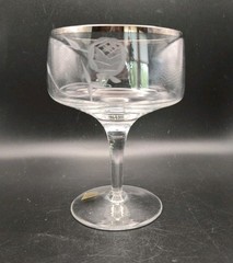 3 Vintage Forest West Germany Rose Etched Crystal Champagne Coupes – Silver Rim