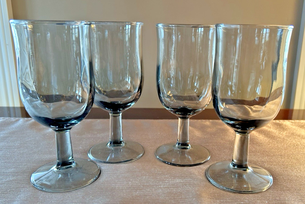 Vintage Libbey Premiere Smoke Gray Stemmed Glass Goblets Set of 4 – 10 Oz.