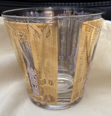 4 Vintage Gold And Pink Old Fashion Cocktail Glasses