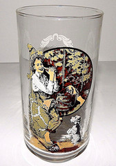Coca Cola Glasses Norman Rockwell Boy with Dog Tan Brown Coke Tom Sawyer Vintage