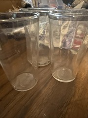 ANTIQUE 1930’s SILVER LEAF RIM COCKTAIL WATER GLASS SET of 3, EUC-5″ Tall