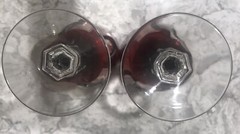 Pair Of VTG Cristal d’ Arques Ruby Red Cut to Clear Gothic Wine Water Glasses
