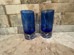 Block Crystal Cobalt Blue Stockholm High Ball Glasses…NWT