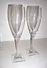 Champagne Flutes with Square Stem and Square Base (2) – MAKE OFFER!