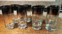 Vintage 24 Piece Dorothy Thorpe Silver Fade Barware Set-Ice Bucket and Glasses