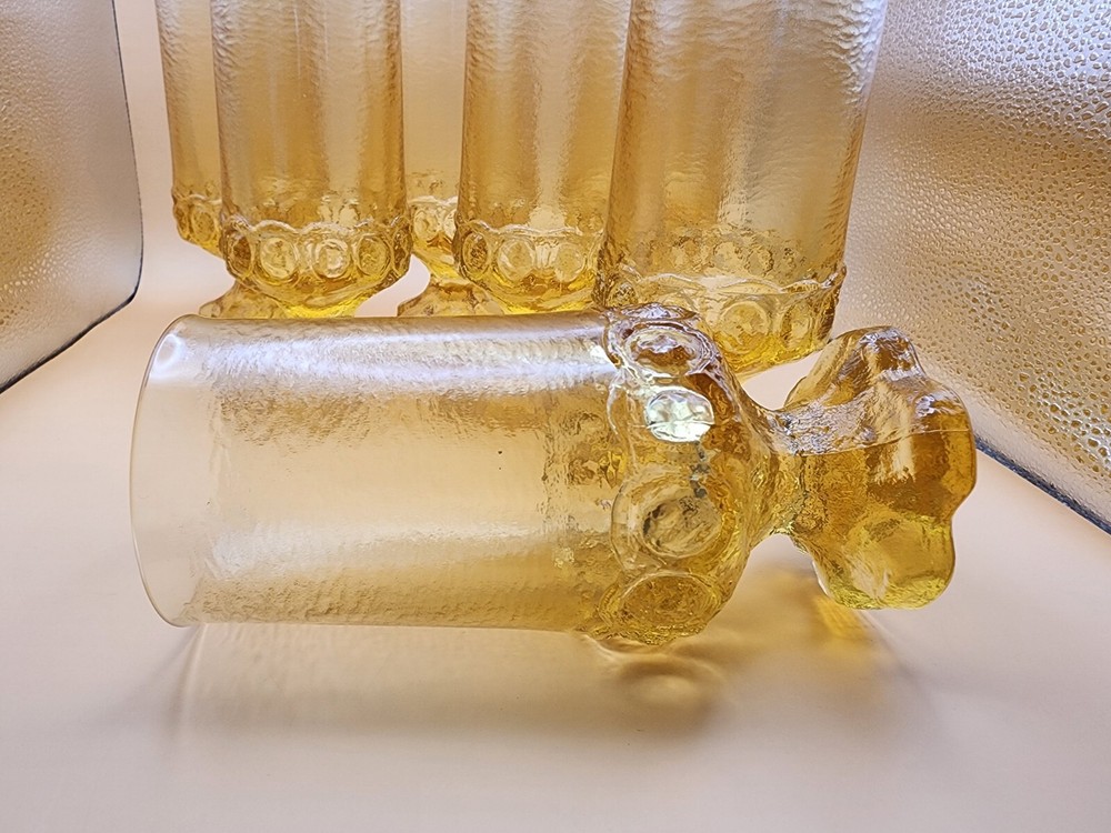 Tiffin Glasses 2 Franciscan Madeira Cornsilk Yellow Water Iced Tea Goblets 6.5″