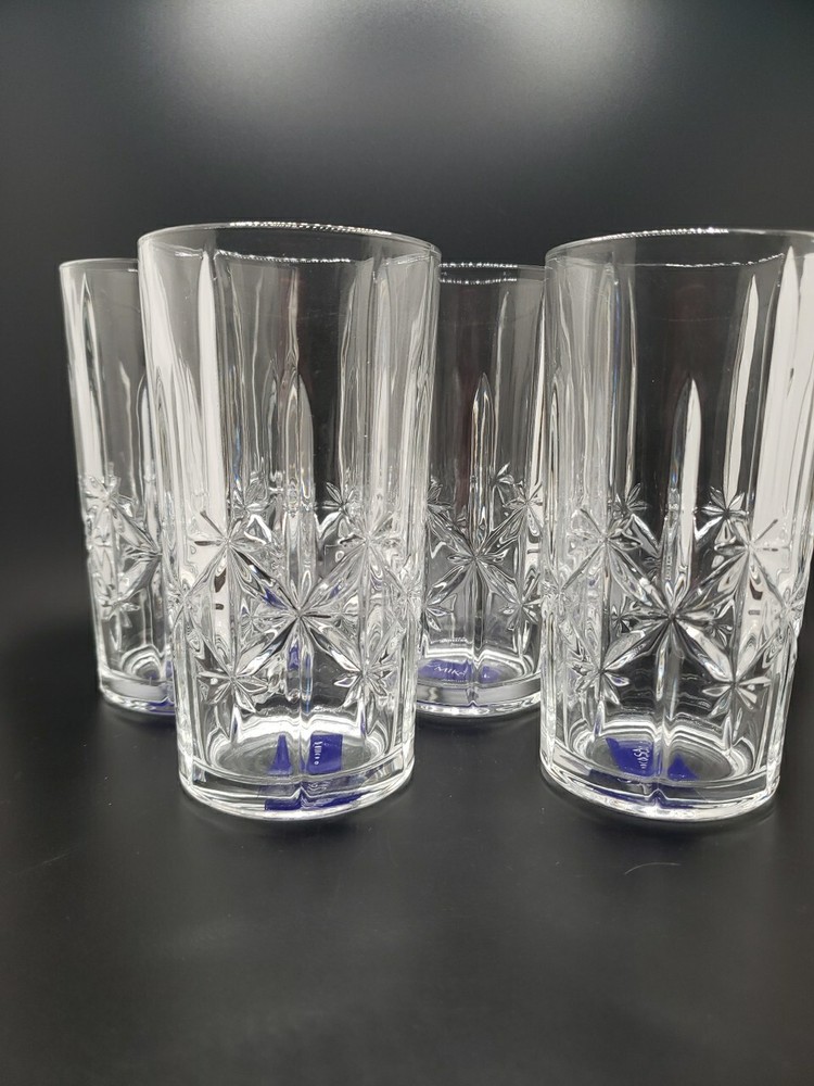 New!! 4 Mikasa Crystal Sydney 11.75 Oz Highball Glasses Fine Lead Free Crystal