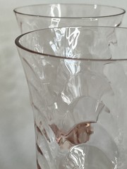 Vintage Pink Wine Glasses with Scallop Art Deco Design Set of Five