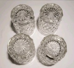 Vtg Fostoria Clear Glass Diamond Pattern 4.25 in. Juice Glass Tumbler Set of 4