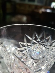 (2) Cocktail Champagne Glasses c.1904 Crystal Val Saint lambert #3157/17 cut