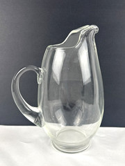 Vintage Crown Clear Glass Pitcher Folded Spout 8″ 4 Cup Water Juice FREE SHIP