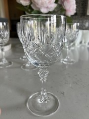 Six (6) Pieces Set Claret Wine Deauville Cut Crystal Glasses By Cristal d’Arques