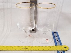 2 SASAKI SAS34 Iced Tea Glass w/ Gold Trim 6″