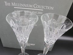 Set of 2 Waterford Millennium Happiness Toasting Flutes w/ Box