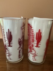 LOT of 2 LUKE THE LION PEANUT BUTTER GLASS TUMBLERS MONARCH FOODS