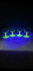 Vintage Uranium Champagne Or Sherbet Glasses Set Of (4) Gorgeous Green Glow!