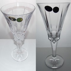 Bohemia Crystal Wine Glasses Deep Cut Thick Heavy Trumpet Stemware Set of 3
