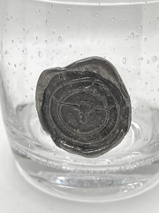 Pair Double Old Fashion Bar Barware Glasses Pewter Emblem Longhorn & Horseshoe