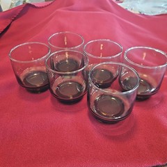 6 LIBBEY Tawny Accent Brown Old Fashioned Glasses 3 1/2″ Set Vintage
