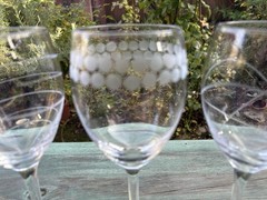 3 Pier 1 Imports from The «Etched » Collection Mix n Match Wine Glasses ~ NICE!