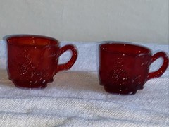 2 Westmoreland Ruby Red Paneled Grape Glasses No Chips Or Cracks