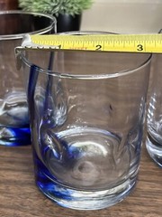 Set of 3 Libbey Blue Ribbon Impressions Cobalt Stripe Dimpled Rocks Glasses