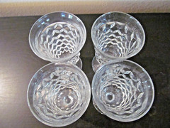 4 FOSTORIA AMERICAN GLASS 5 1/2″ X 3 1/2″ LOW WATER GOBLETS 1915 TO 1982 CUBE