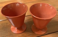 VTG Hazel Atlas SIERRA OVIDE PLATONITE Custard Cups Color Rust Orange Lot Of 2