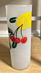 Vintage MCM 1950’s Federal Frosted Fruit Tom Collins Glasses Set of 4