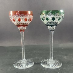 Pair of cut crystal goblets, possibly Val Saint Lambert