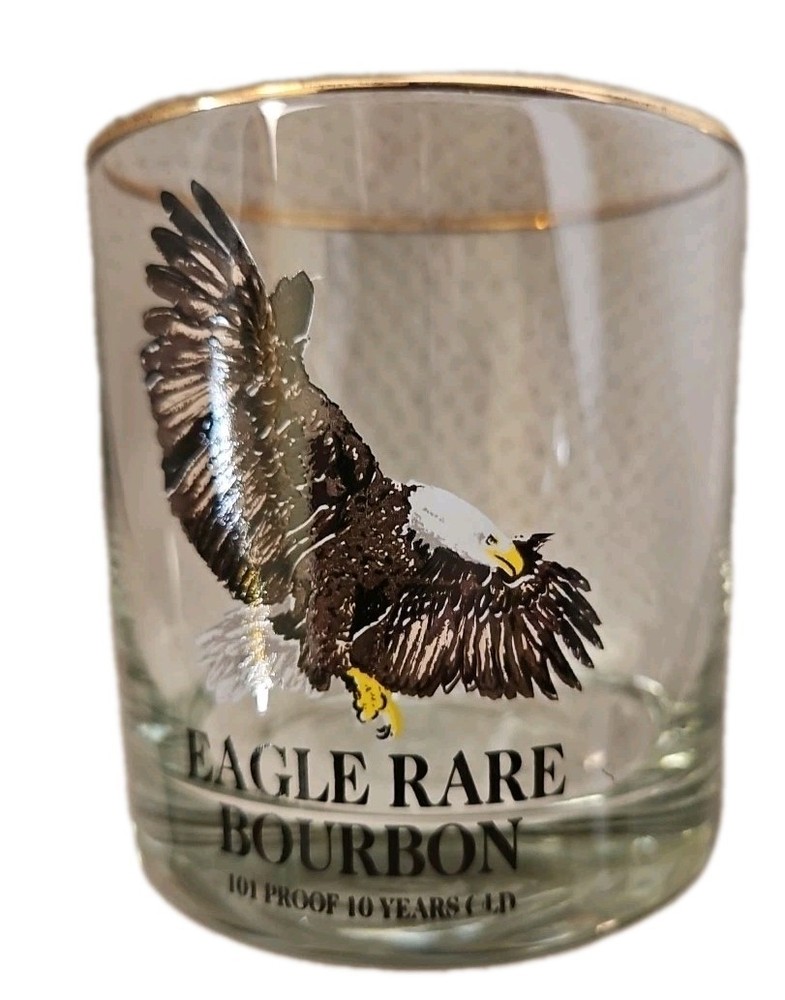 1984 EAGLE RARE BOURBON ROCKS GLASS – 10 year 101 Proof Minty