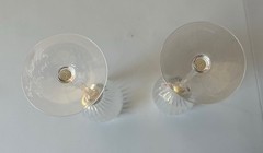 Set Of 2 Union Street Glass MANHATTAN Champagne Glasses Gold Ball, Signed 1991