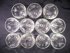 Standard Glass Boobie Water Glass Cut to Gray Grape Design Set of 11