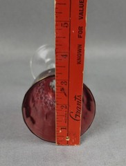 2 Wine Goblets Cranberry & Green Iridescent Glass Diamond Criss Cross Pattern