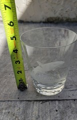 Queen Lace Crystal Tumbler Etched Dolphin Signed Glass Cup Tumbler HARD TO FIND