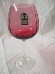 Vintage Pilgrim Glass hand made with gold Cranberry tall Water Goblet