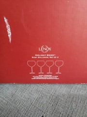 Lenox HOLIDAY GEMS RUBY BALLOONS 10oz Crystal Wine Glass Set 4Pc Excellent Cond!