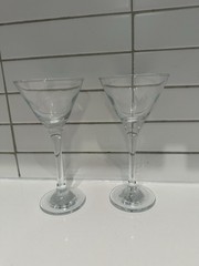 Vintage Pair of Elegant Martini Glasses with Etched Flying Birds